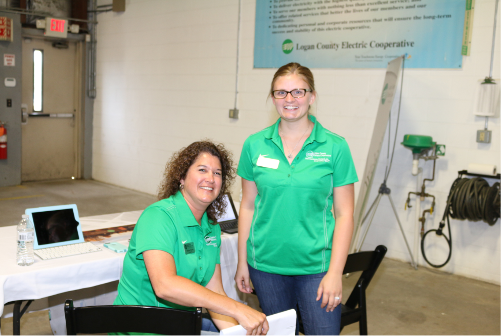 Two women smiling
